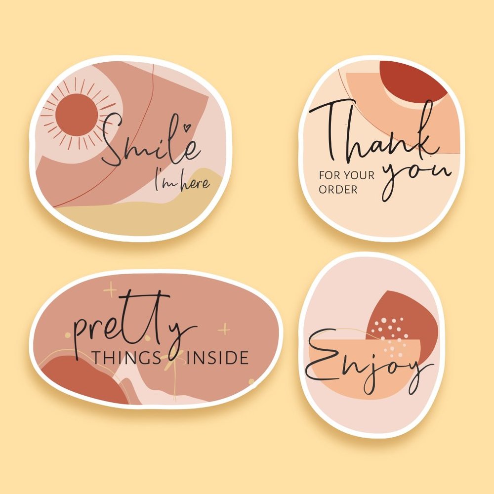 90 Terracotta Boho Reseller Art Stickers GLOSSY
